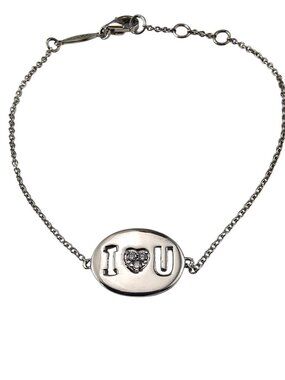 Gabriel & Co. Sterling Silver and Diamond "I LOVE U" Bracelet #25306